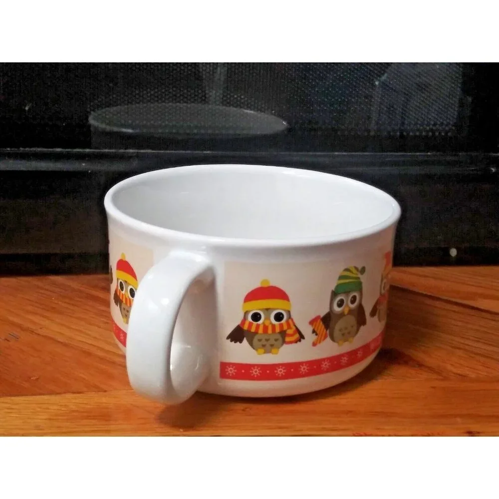 Old Time Pottery Owl Soup bowl/appetizer/cereal/snack bowl with handles, ceramic